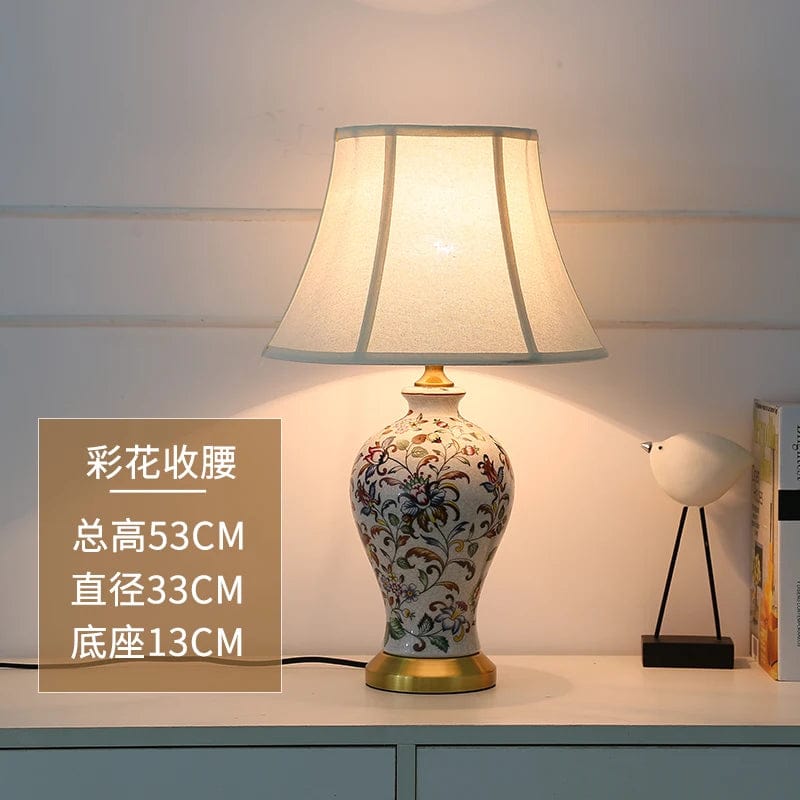 Lampe de chevet à motif de style japonais Fleurs - abat jour lisse