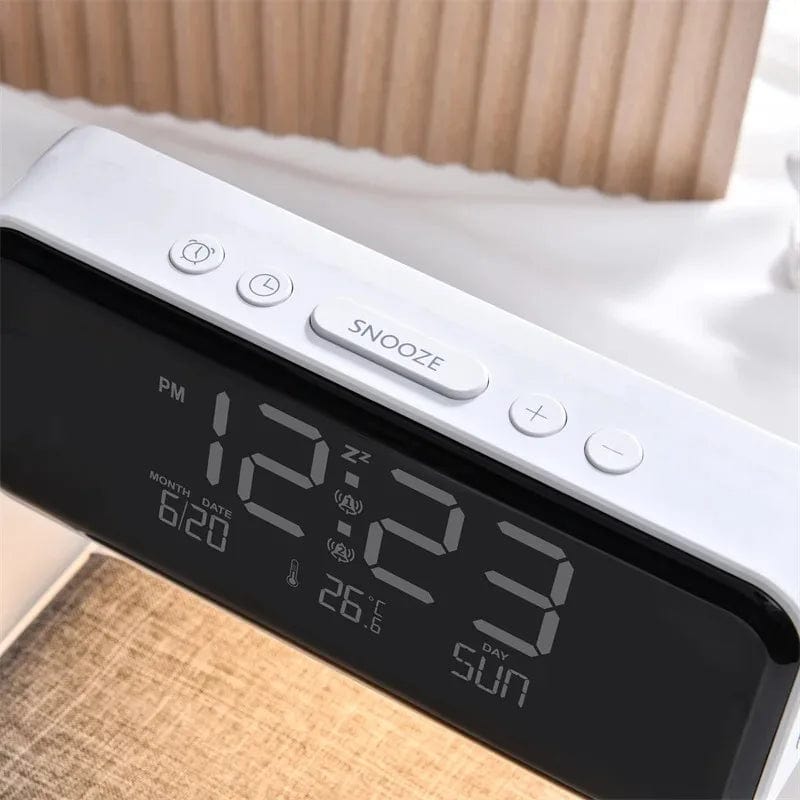 Lampe de chevet avec horloge et chargeur sans fil