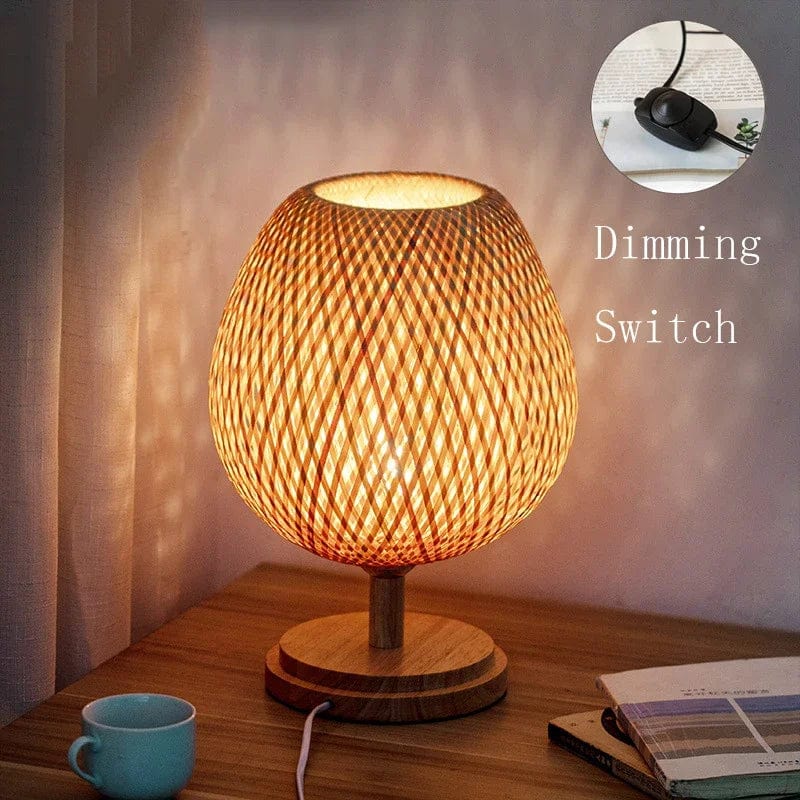 Lampe de chevet bambou Petite version bois avec réglage de l'intensité