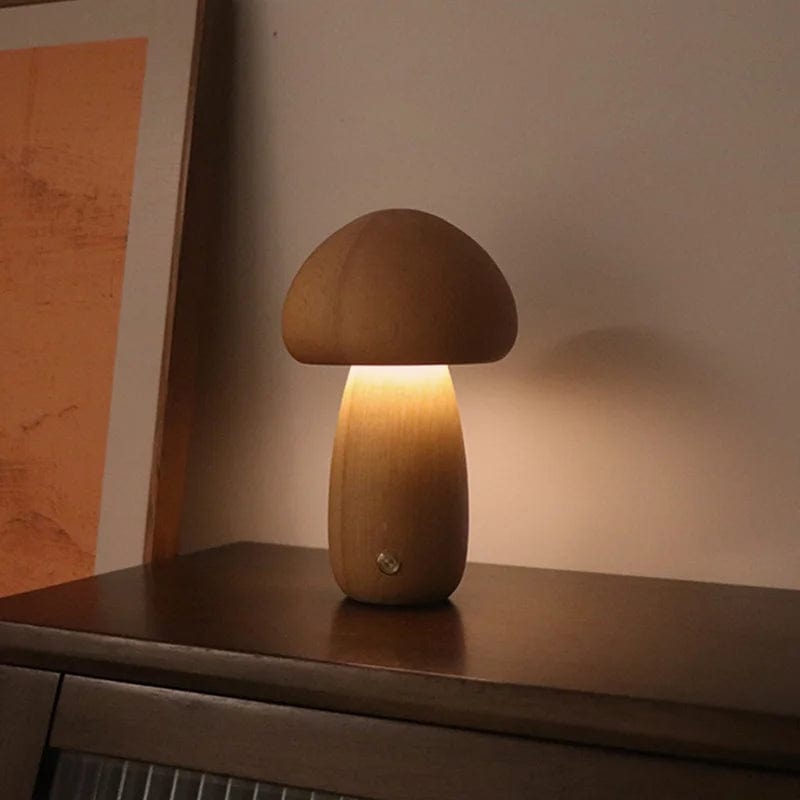 Lampe de chevet champignon en bois B-Beech / Warm White