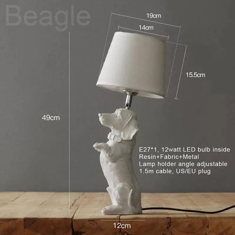 Lampe de chevet chien Beagle blanc