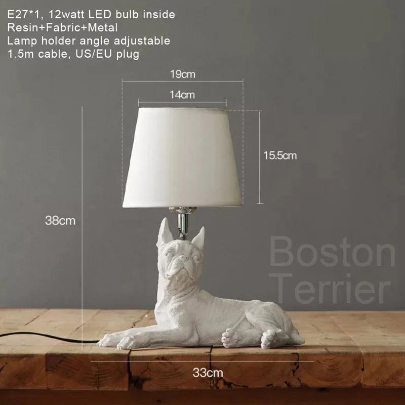 Lampe de chevet chien Boston A blanc