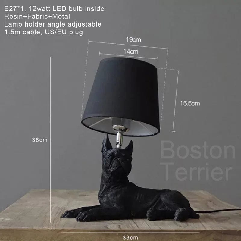 Lampe de chevet chien Boston A noir