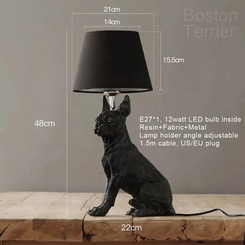 Lampe de chevet chien Boston B noir