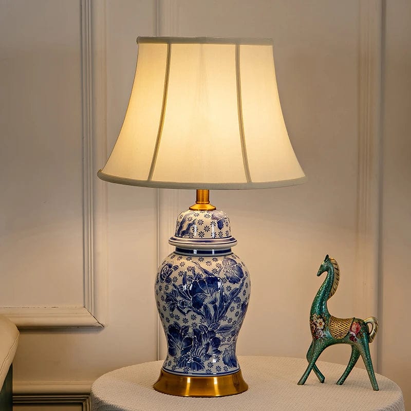 Lampe de chevet de luxe à motif bleu