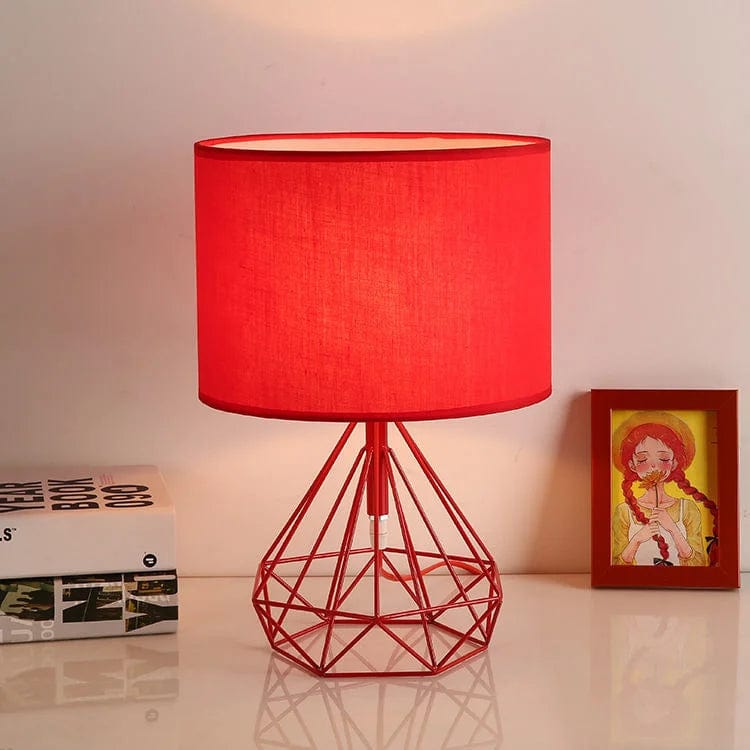 Lampe de chevet dorée avec abat-jour Rouge