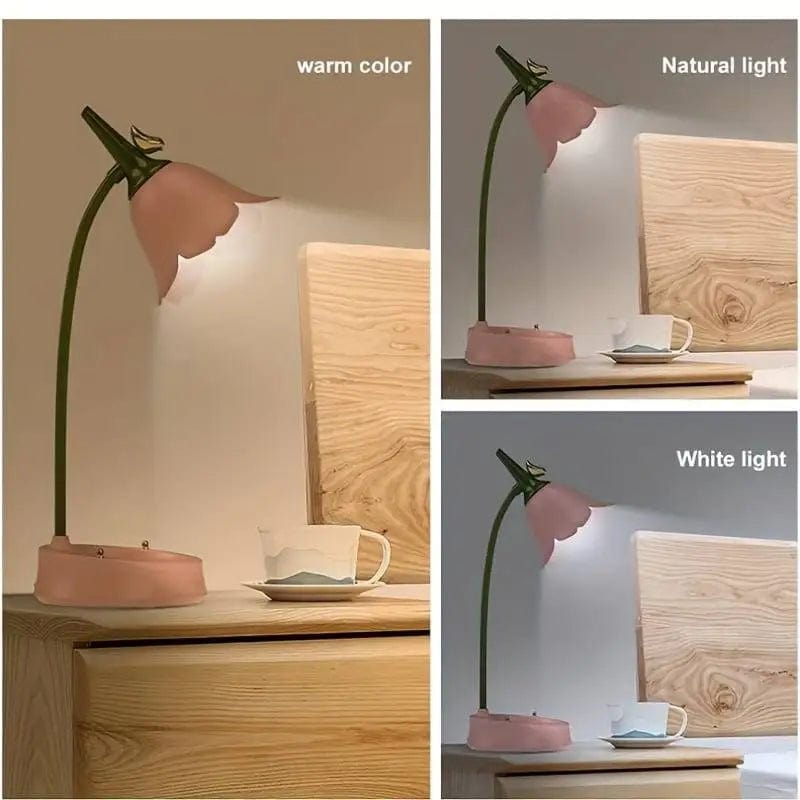 Lampe de chevet fleur rechargeable