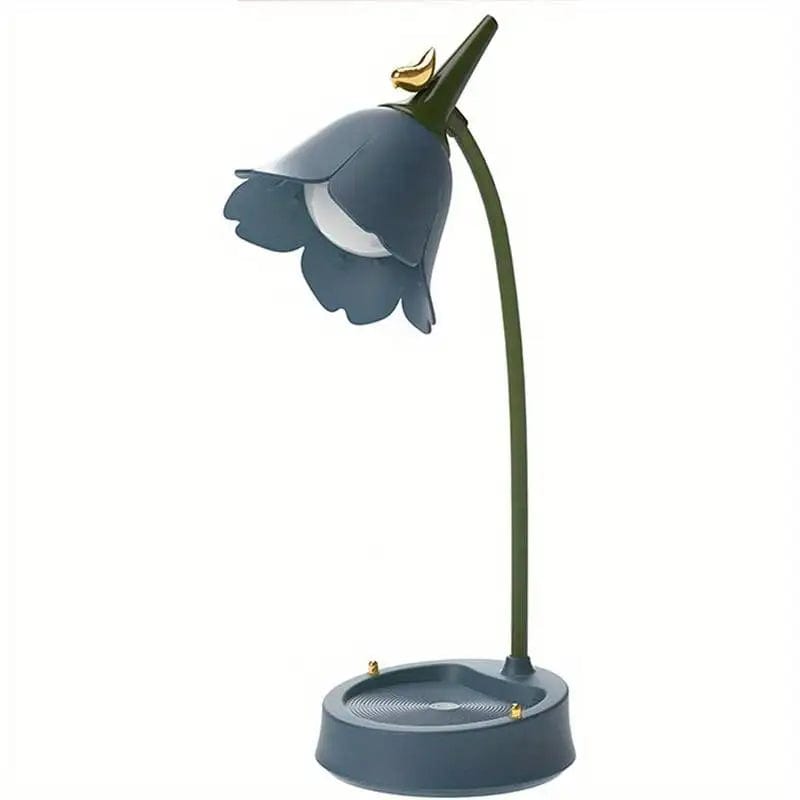 Lampe de chevet fleur rechargeable Bleu