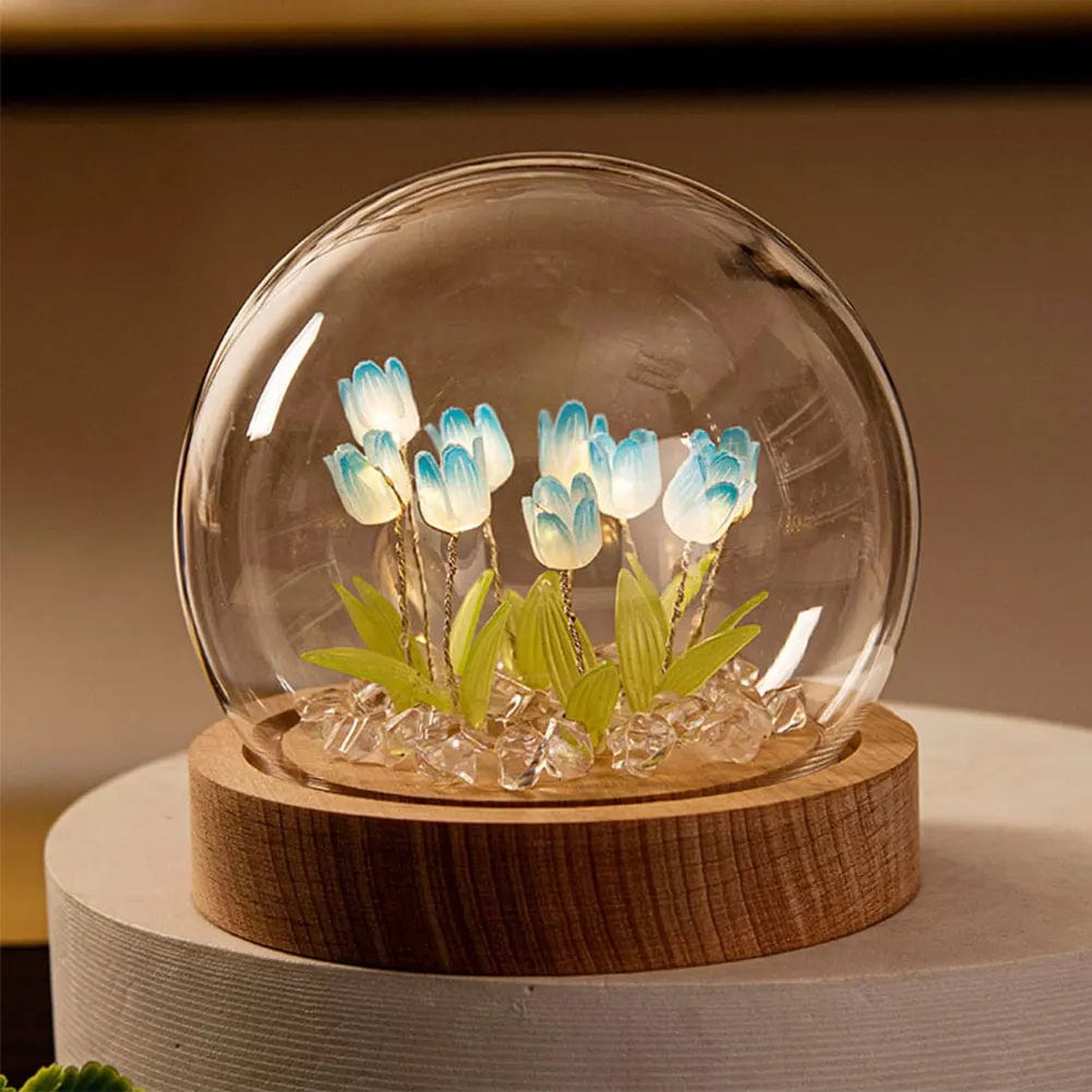 Lampe de chevet fleurs 10 fleurs bleues