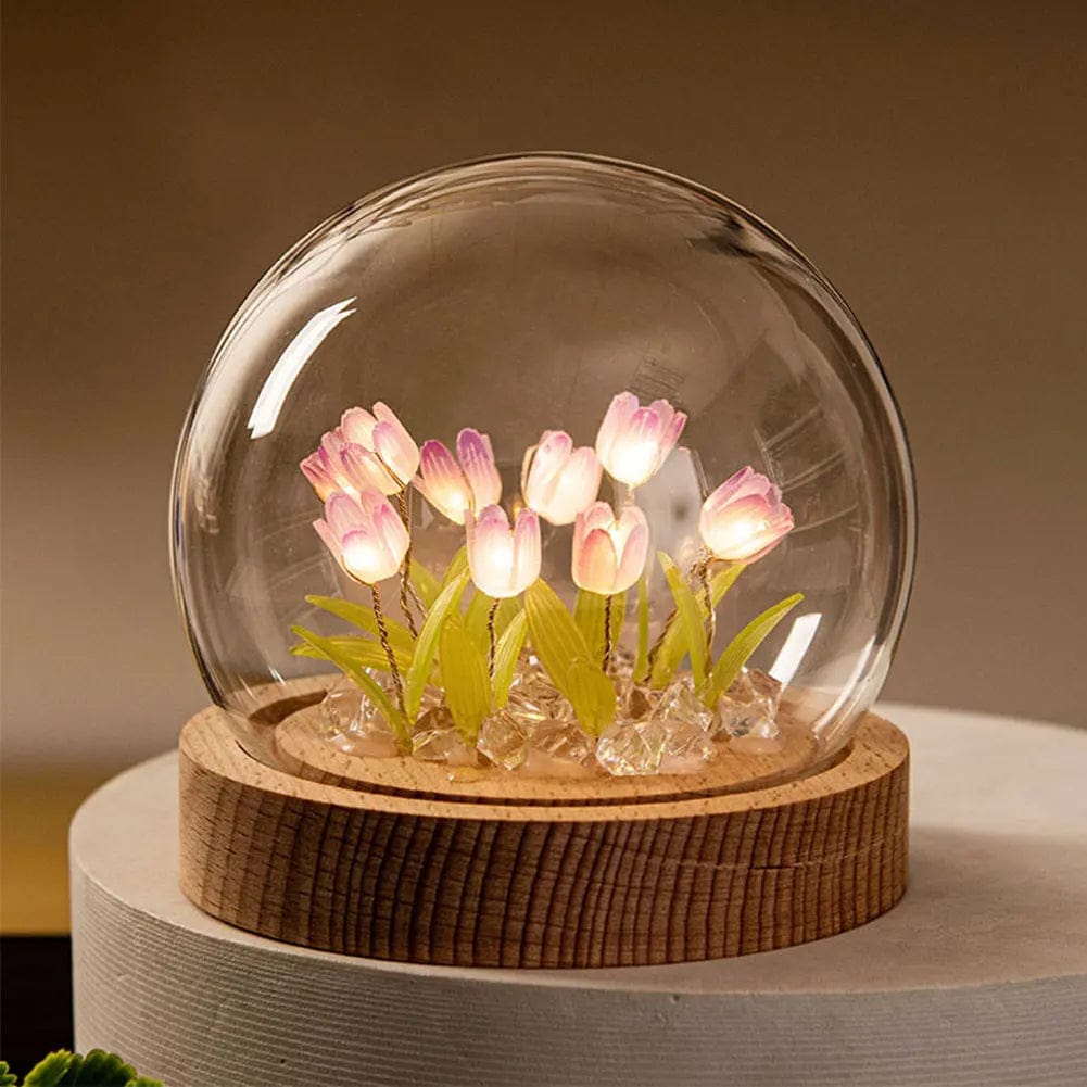 Lampe de chevet fleurs 10 fleurs violettes