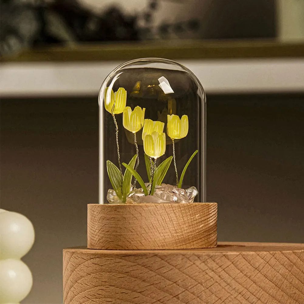 Lampe de chevet fleurs 5 fleurs jaunes