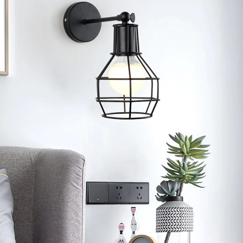 Lampe de chevet industrielle avec grille