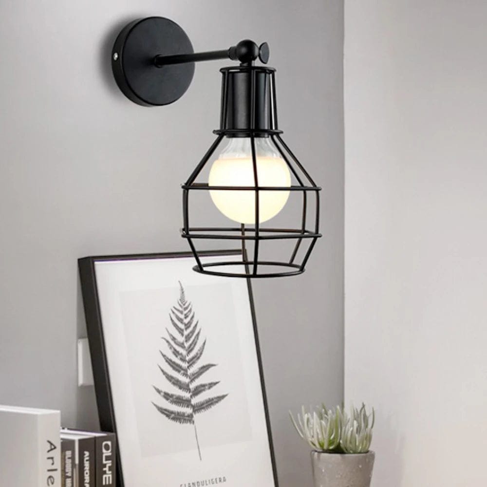 Lampe de chevet industrielle avec grille