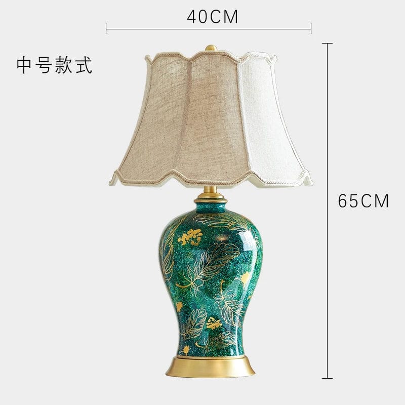 Lampe de chevet luxe à motif 40cm large x 65cm haut - Abat jour lisse