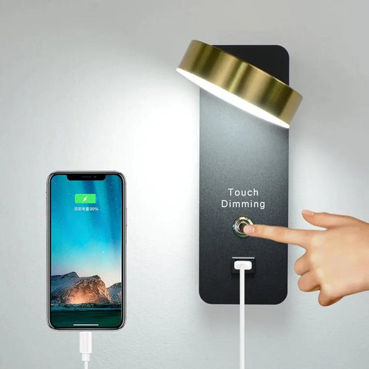 Lampe de chevet murale avec chargeur téléphone