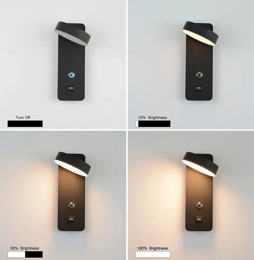 Lampe de chevet murale avec chargeur téléphone