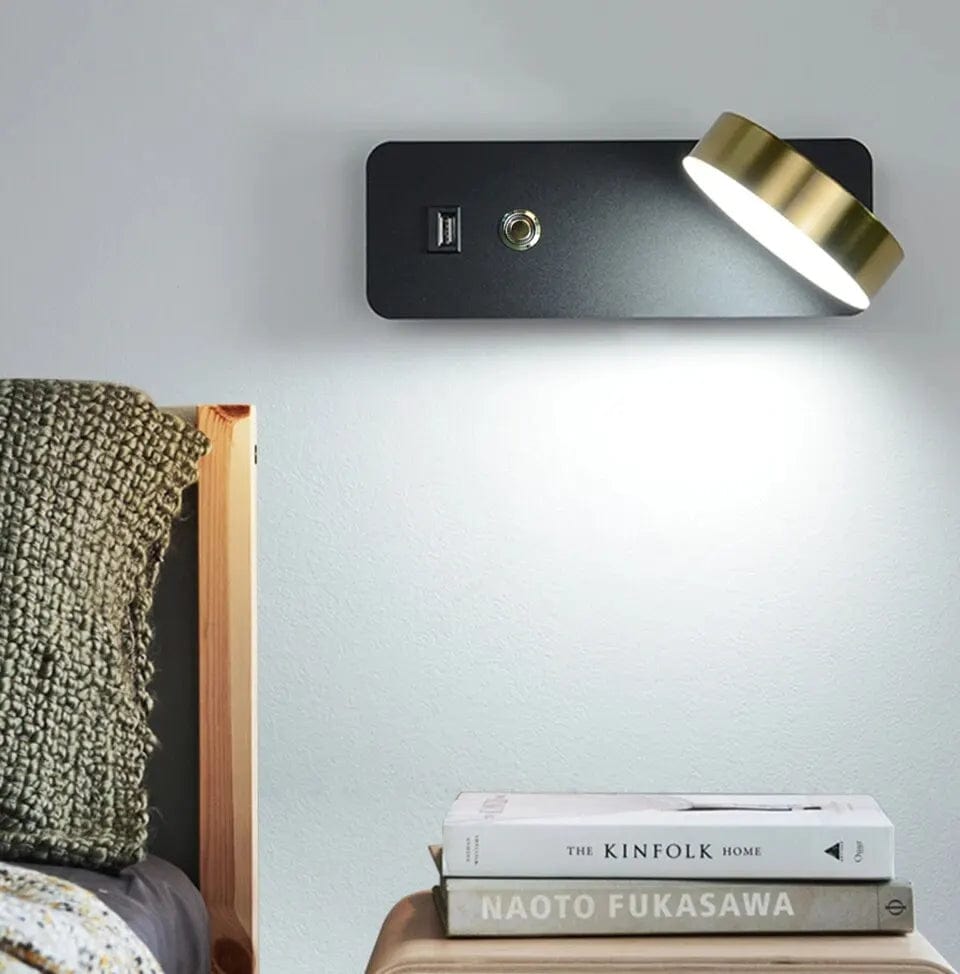 Lampe de chevet murale avec chargeur téléphone