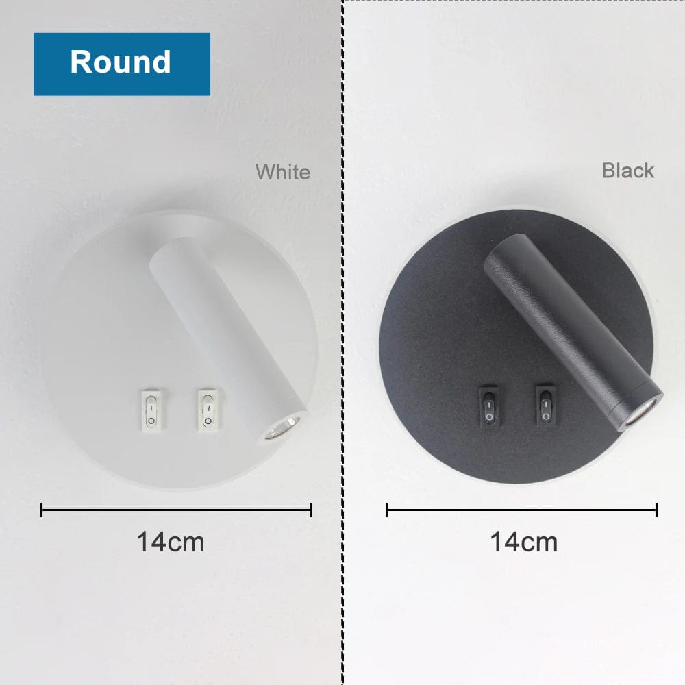 Lampe de chevet murale avec interrupteur Rond / Lumière froide (5500-7000K) | Noire