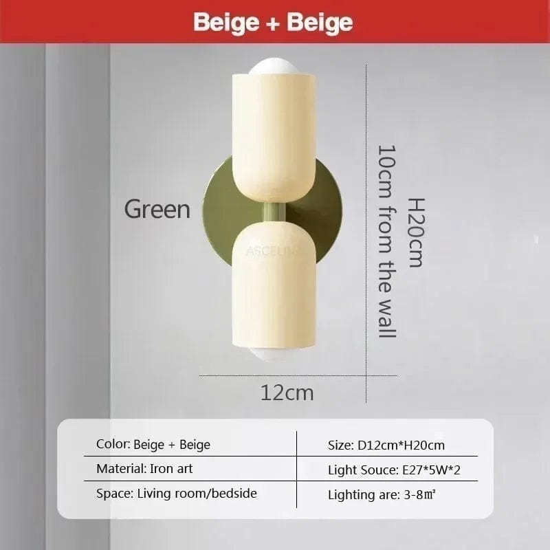 Lampe de chevet murale beige rétro Beige et beige