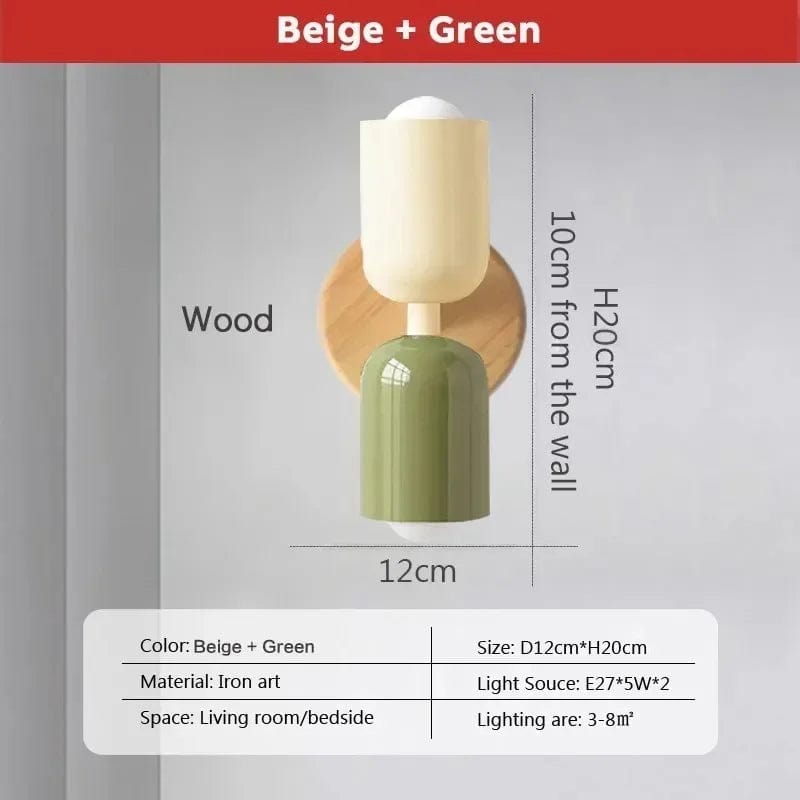 Lampe de chevet murale beige rétro Beige et vert