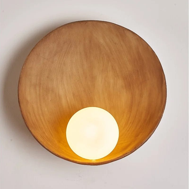 Lampe de chevet murale bois et boule