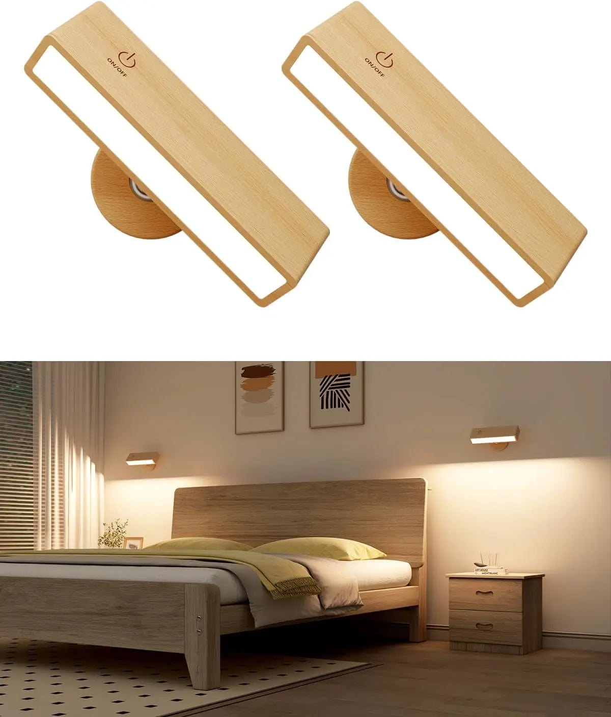 Lampe de chevet murale directionnelle bois