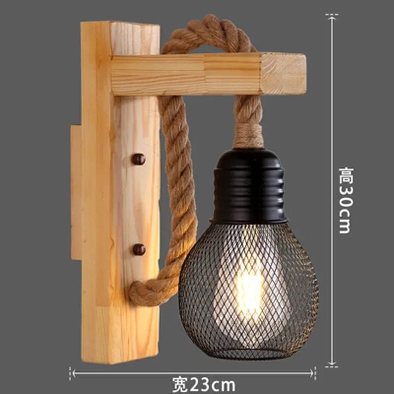 Lampe de chevet murale industrielle corde