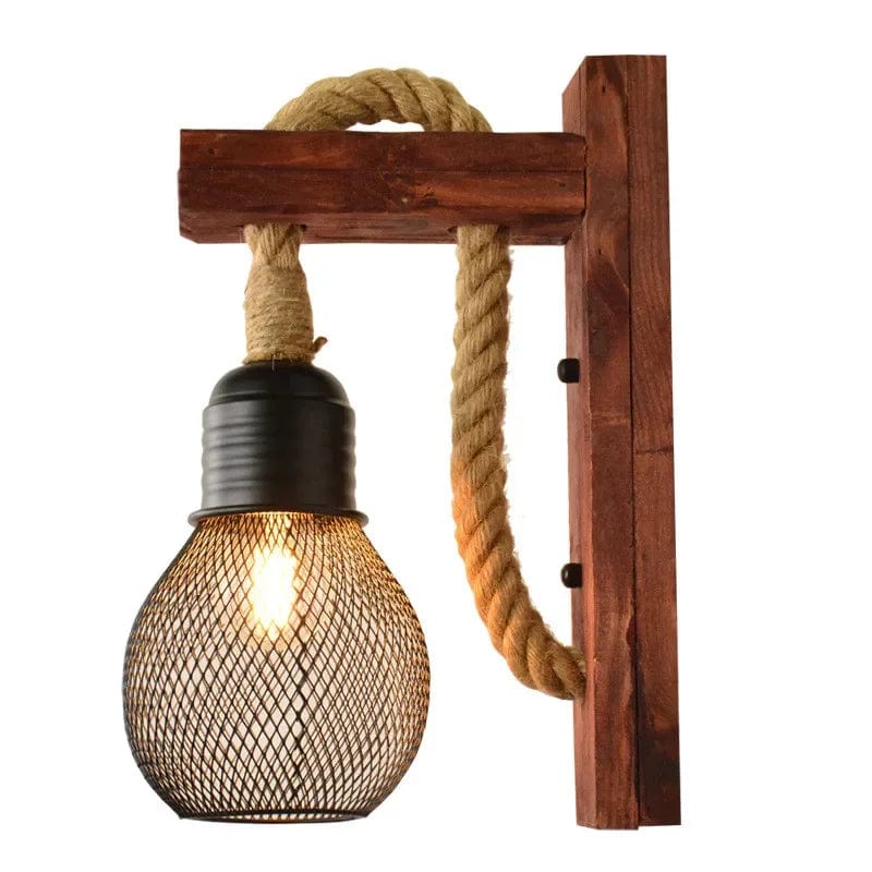 Lampe de chevet murale industrielle corde Modèle C