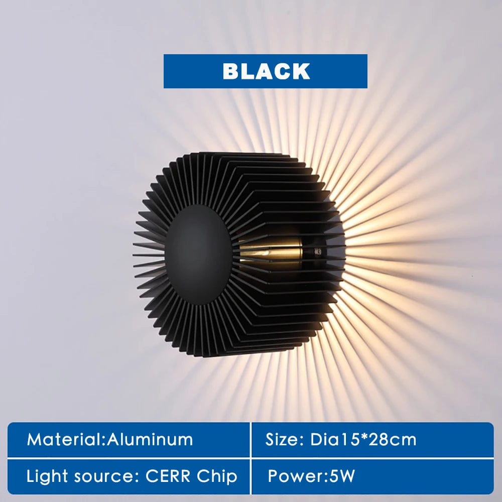 Lampe de chevet murale soleil Noir / Lumière froide (5500-7000K)