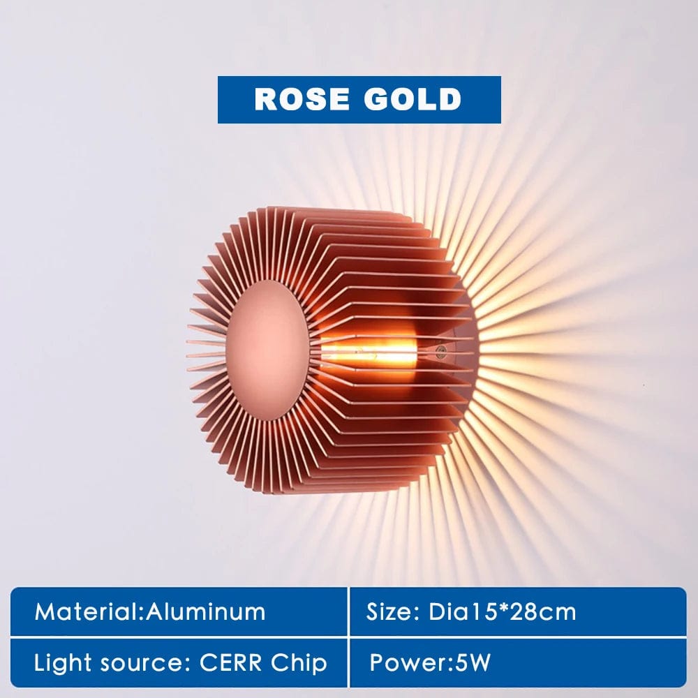 Lampe de chevet murale soleil Or rose / Lumière froide (5500-7000K)