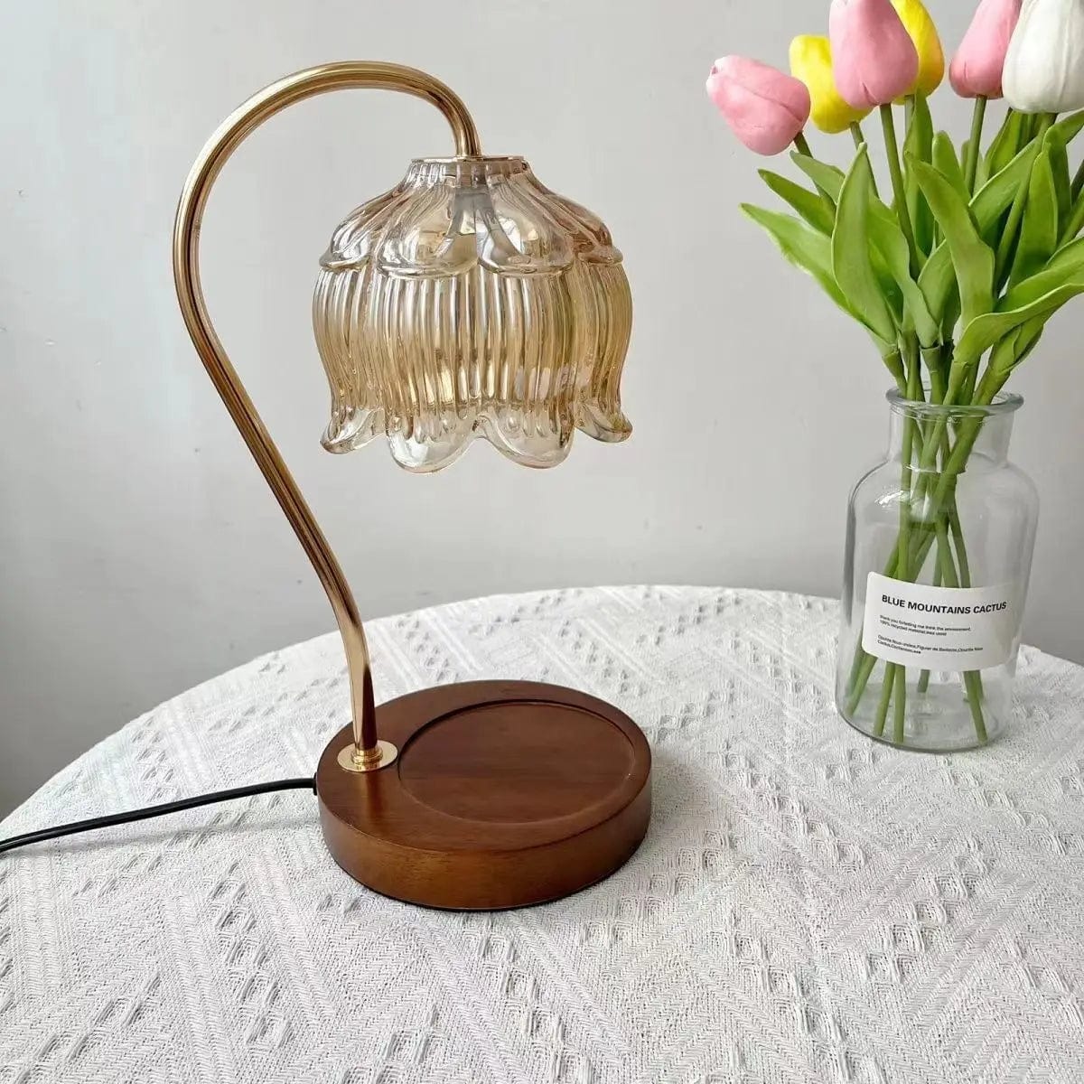 Lampe de chevet rétro aromathérapie Base en noyer