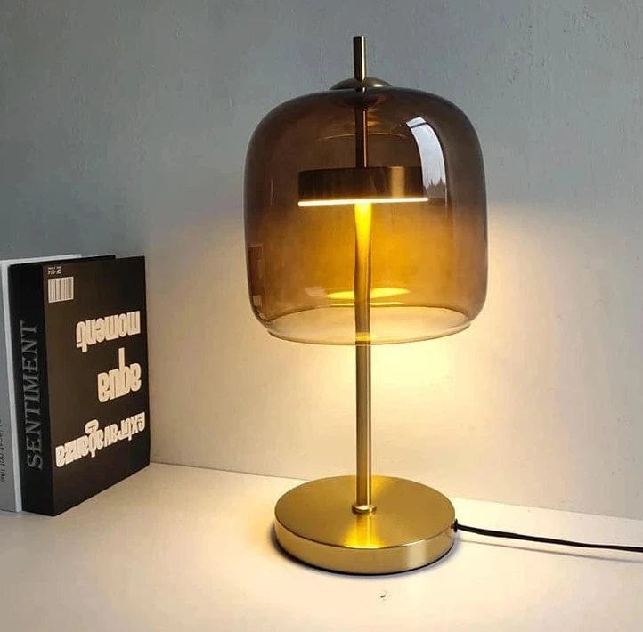 Lampe de chevet rétro en verre fumé