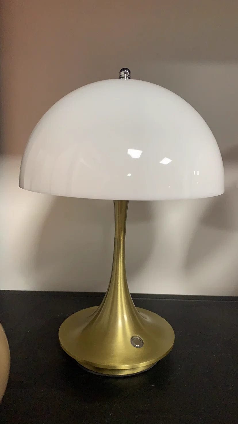 Lampe de chevet rétro forme de champignon Doré