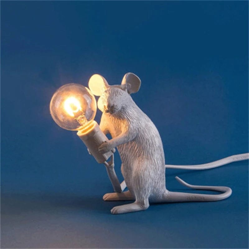 Lampe de chevet souris Souris blanche assise