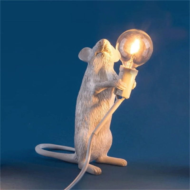 Lampe de chevet souris Souris blanche debout