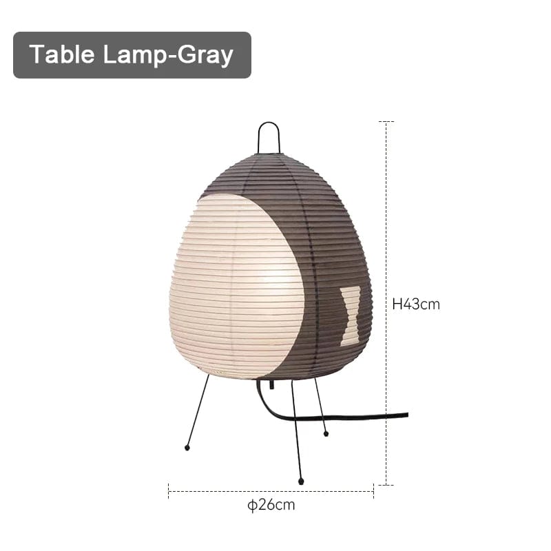 Lampe de chevet style japonais en papier coloré Gris / Lumière froide et intense