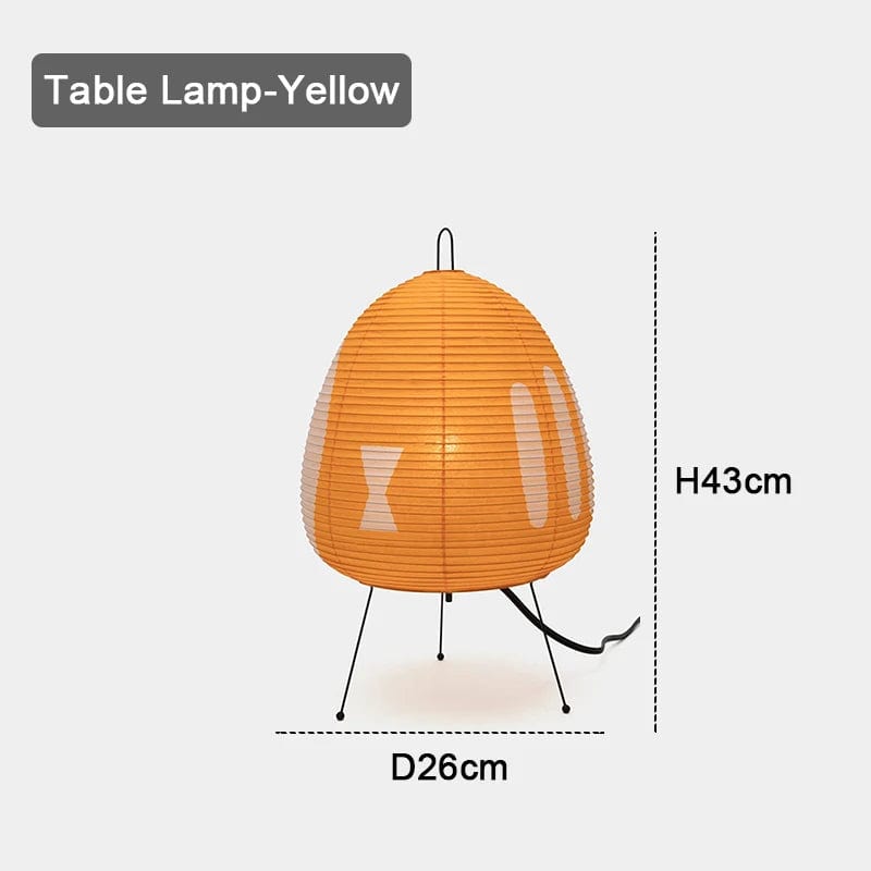 Lampe de chevet style japonais en papier coloré Jaune / Lumière chaude et chaleureuse