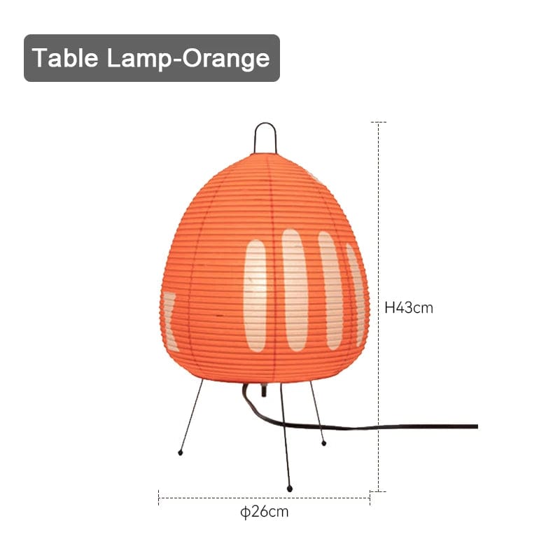 Lampe de chevet style japonais en papier coloré Orange / Lumière froide et intense