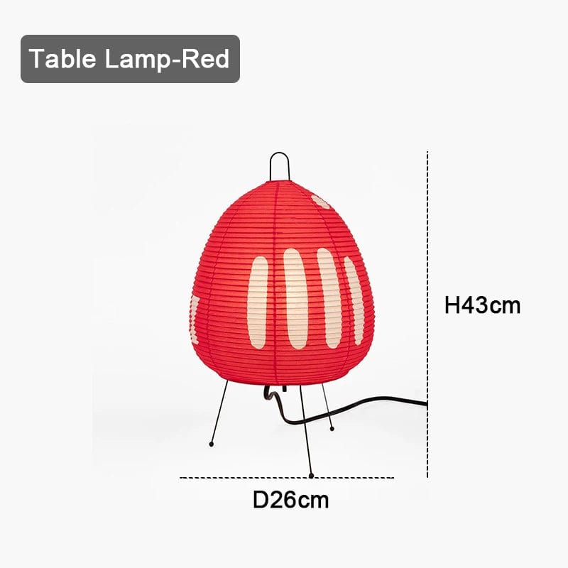 Lampe de chevet style japonais en papier coloré Rouge / Lumière froide et intense