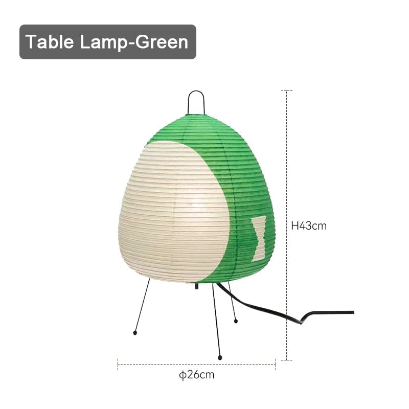 Lampe de chevet style japonais en papier coloré Vert / Lumière chaude et chaleureuse