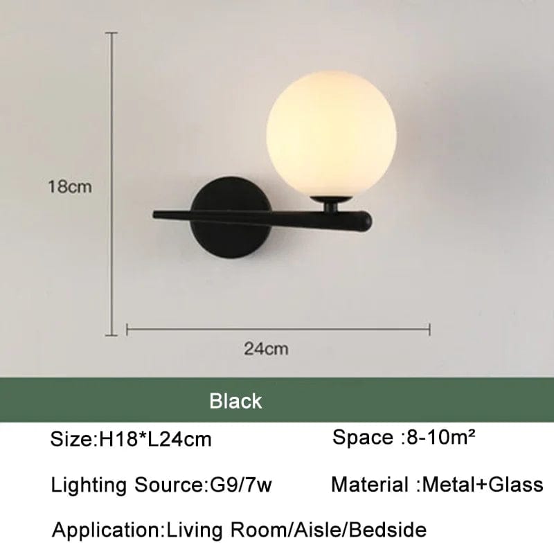 Lampe de chevet suspendue boule Modèle B noir - 9 x 24cm / Réglable 3 couleurs