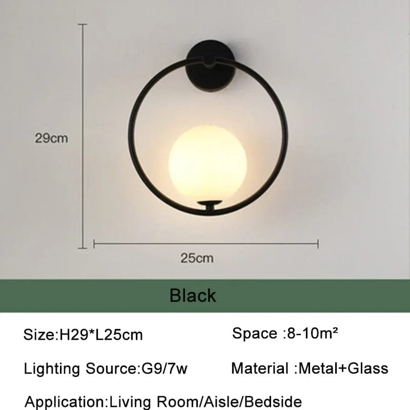 Lampe de chevet suspendue boule Modèle C noir - 9 x 29cm / Réglable 3 couleurs