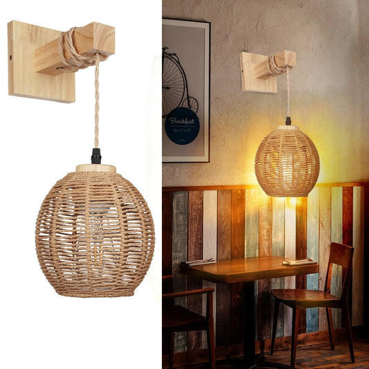 Lampe de chevet suspendue rotin