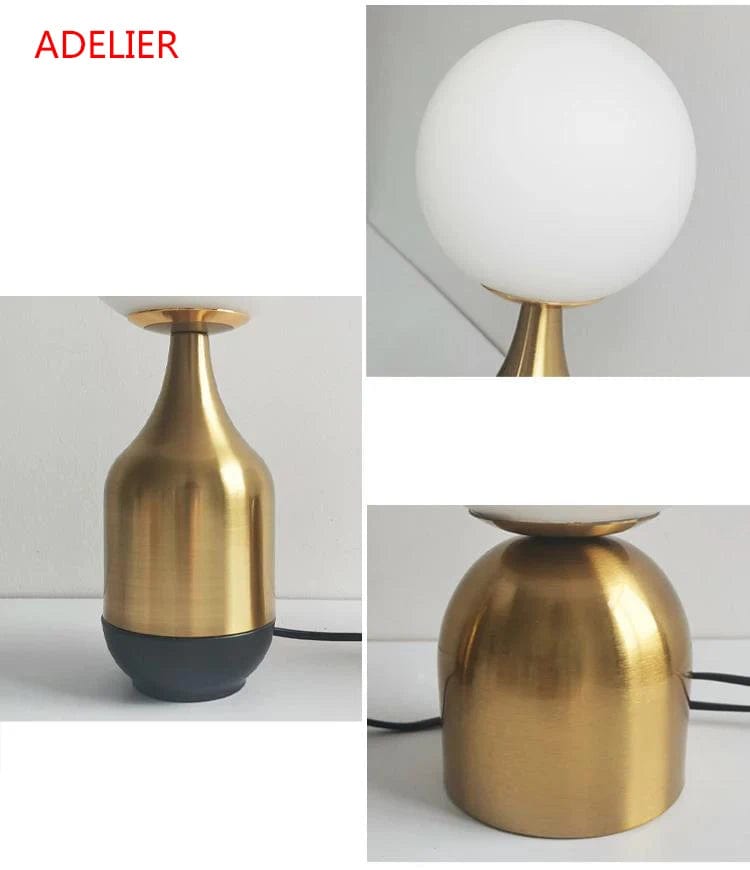 Lampe de chevet vintage en fer et boule verre