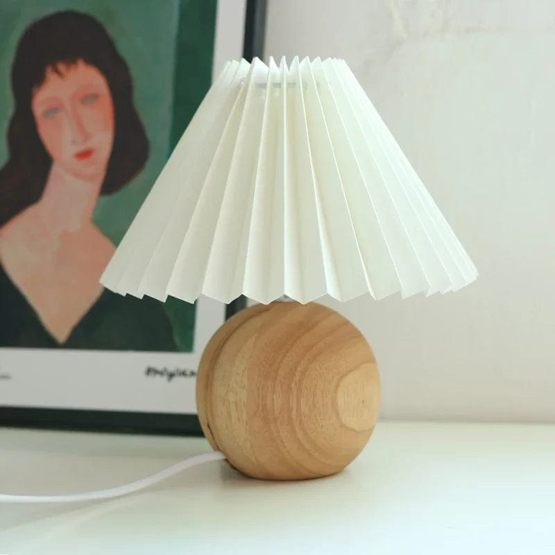 Lampe de chevet vintage en rotin Bois et abat-jour beige