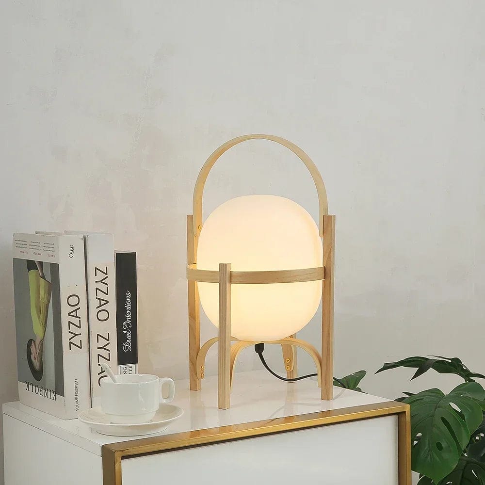 Lampe de table papier et bois