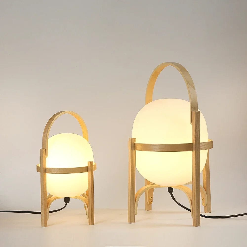 Lampe de table papier et bois