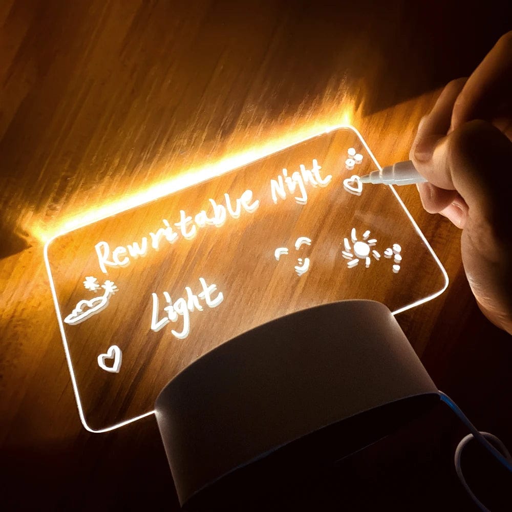 Panneau de notes en veilleuse créative LED avec stylo