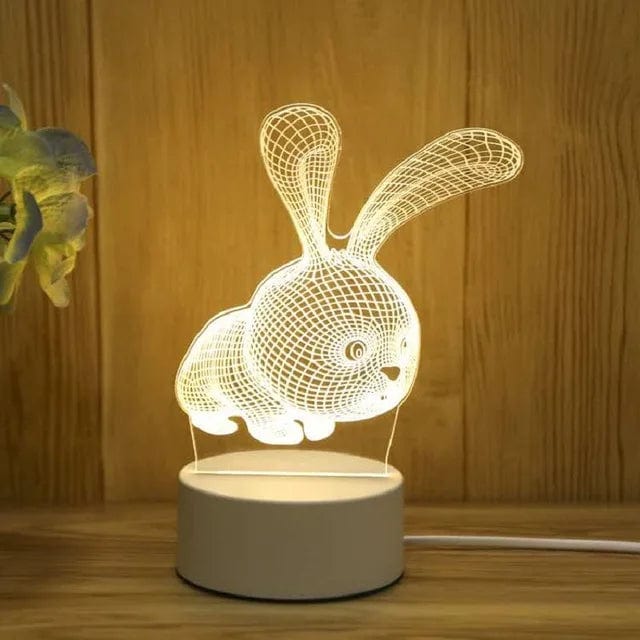 Veilleuse 3D chaleureuse pour une ambiance douce Lapin